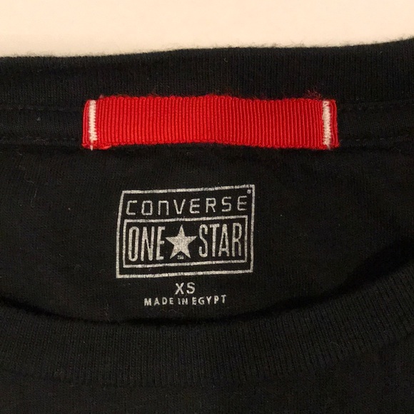 👚CONVERSE black “I Rock Converse” painted tee NWT - Picture 4 of 7